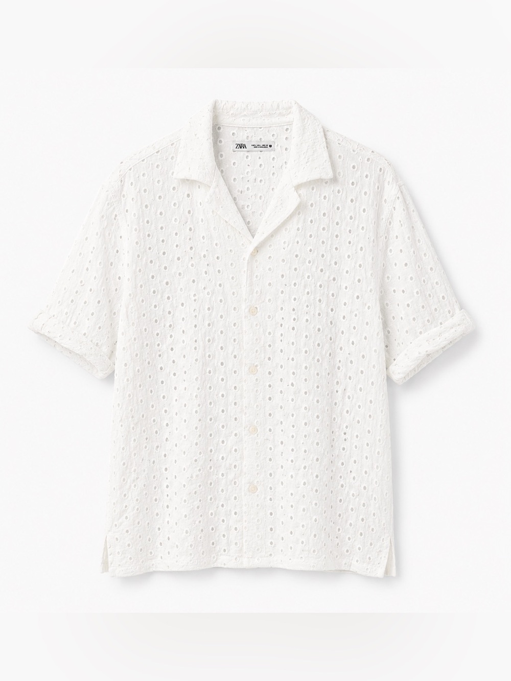 Zara White Eyelet Men's Casual Shirt